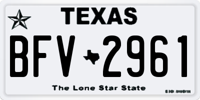 TX license plate BFV2961