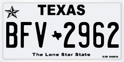TX license plate BFV2962