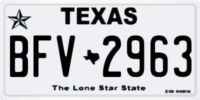 TX license plate BFV2963