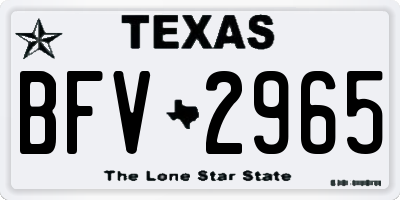 TX license plate BFV2965