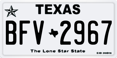TX license plate BFV2967
