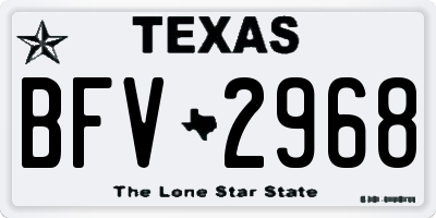 TX license plate BFV2968