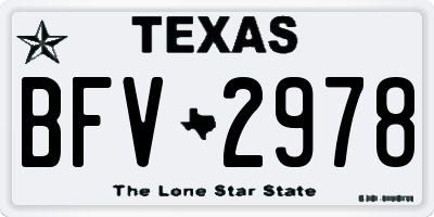 TX license plate BFV2978