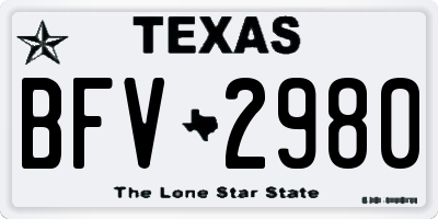 TX license plate BFV2980