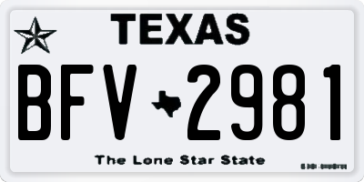 TX license plate BFV2981
