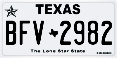 TX license plate BFV2982