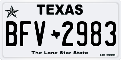 TX license plate BFV2983