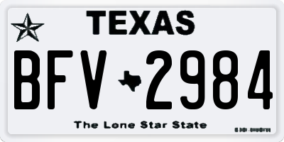TX license plate BFV2984