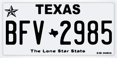 TX license plate BFV2985