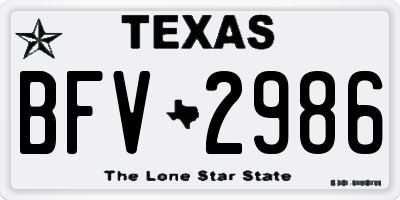 TX license plate BFV2986