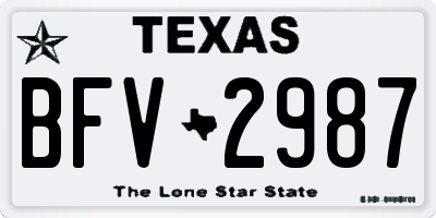 TX license plate BFV2987