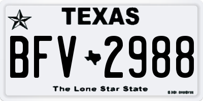 TX license plate BFV2988