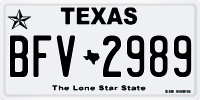 TX license plate BFV2989