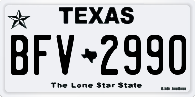 TX license plate BFV2990