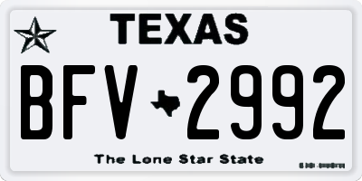 TX license plate BFV2992