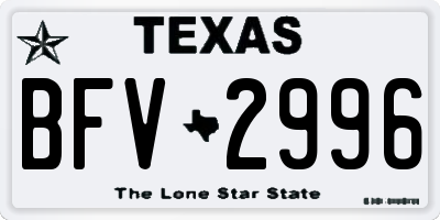 TX license plate BFV2996