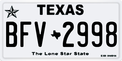 TX license plate BFV2998