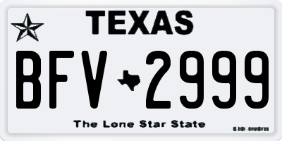 TX license plate BFV2999