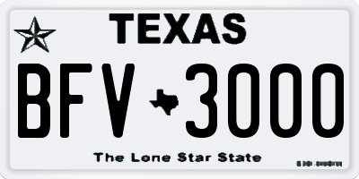 TX license plate BFV3000