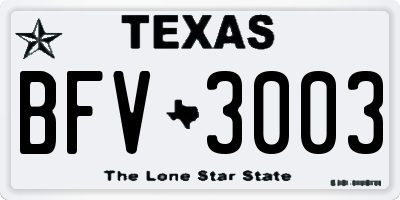 TX license plate BFV3003