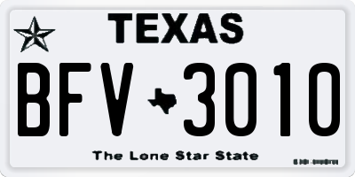 TX license plate BFV3010