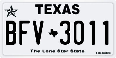 TX license plate BFV3011