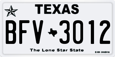 TX license plate BFV3012