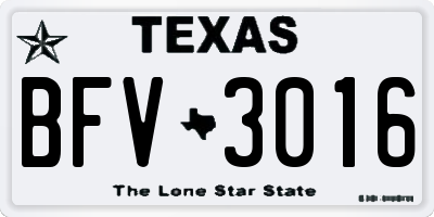 TX license plate BFV3016