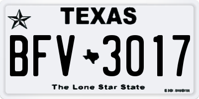 TX license plate BFV3017