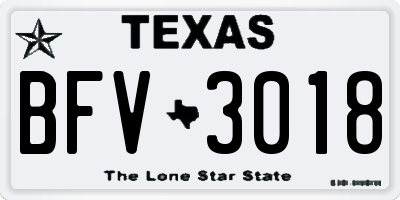 TX license plate BFV3018