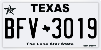 TX license plate BFV3019