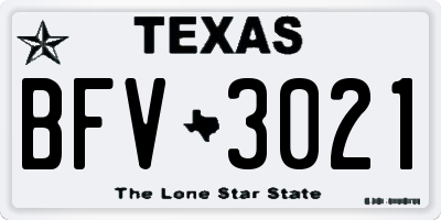 TX license plate BFV3021
