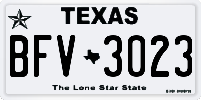 TX license plate BFV3023