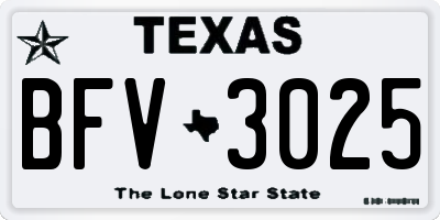 TX license plate BFV3025