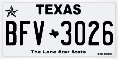 TX license plate BFV3026