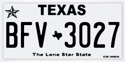 TX license plate BFV3027