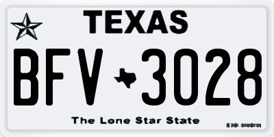 TX license plate BFV3028