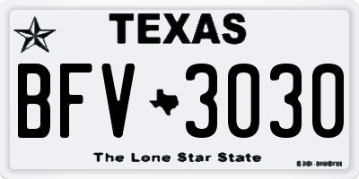 TX license plate BFV3030