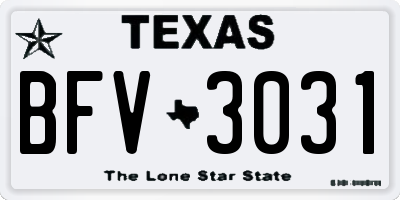 TX license plate BFV3031