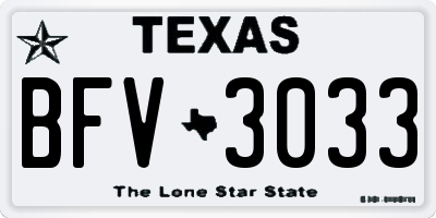 TX license plate BFV3033