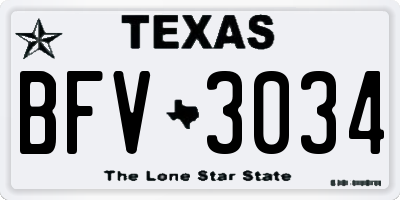TX license plate BFV3034