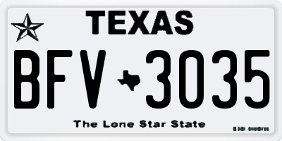 TX license plate BFV3035