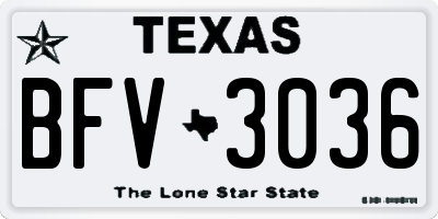 TX license plate BFV3036