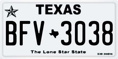 TX license plate BFV3038