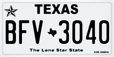 TX license plate BFV3040