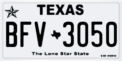 TX license plate BFV3050