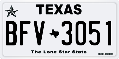 TX license plate BFV3051