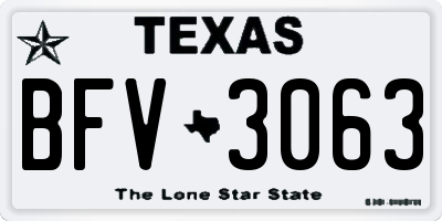 TX license plate BFV3063