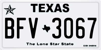 TX license plate BFV3067