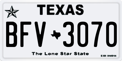TX license plate BFV3070